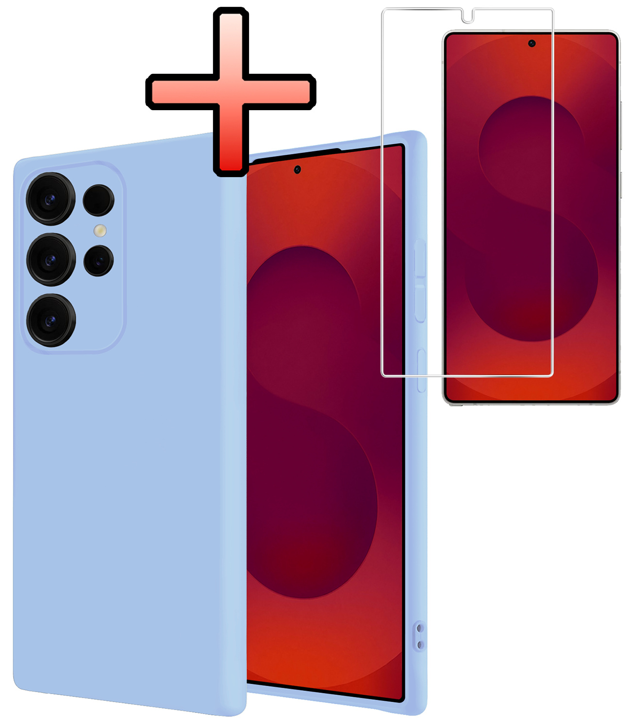 NoXx NoXx Samsung Galaxy S25 Ultra Hoesje Siliconen Met Screenprotector - Lichtblauw