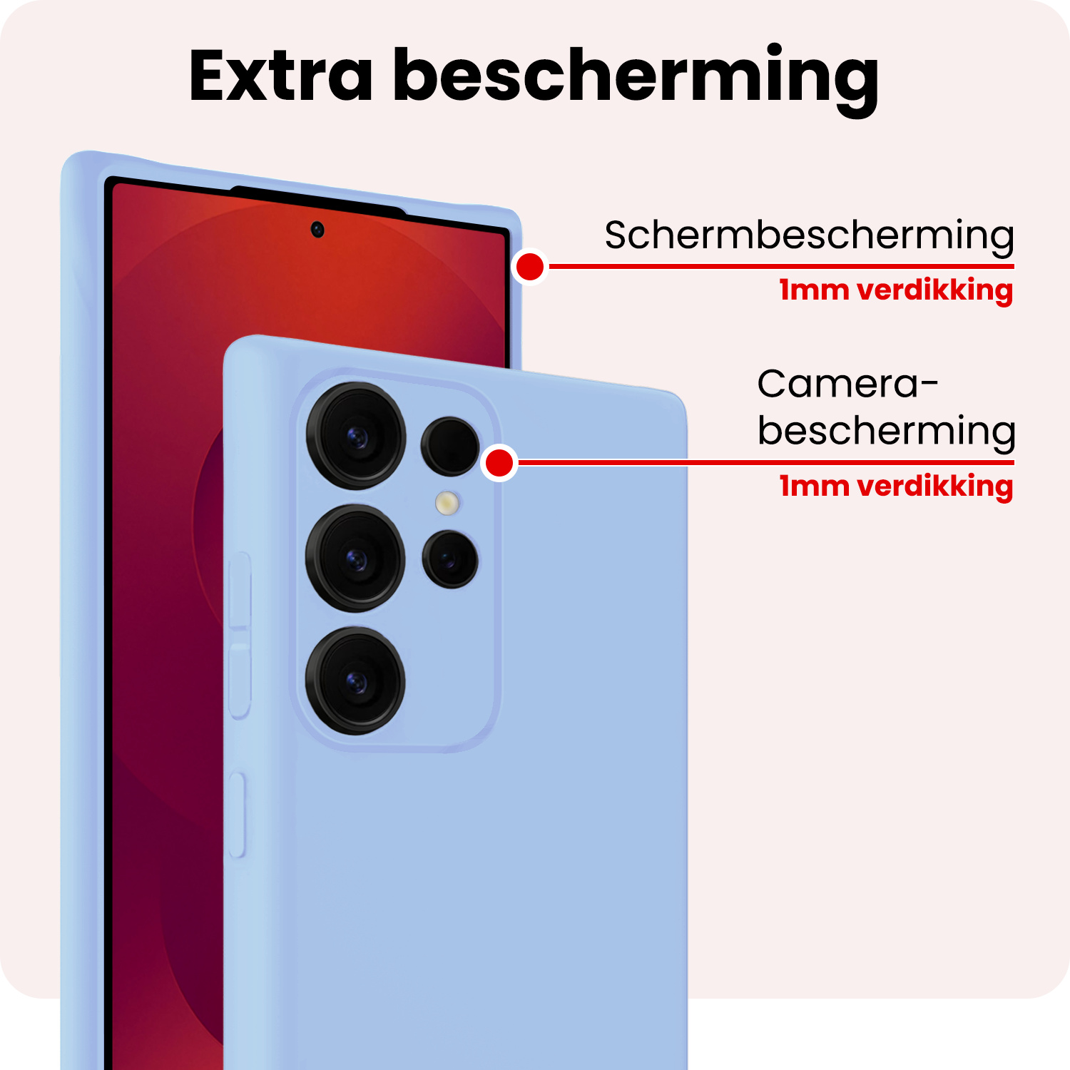 NoXx NoXx Samsung Galaxy S25 Ultra Hoesje Siliconen Met Screenprotector - Lichtblauw