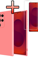 NoXx NoXx Samsung Galaxy S25 Ultra Hoesje Siliconen Met Screenprotector - Lichtroze