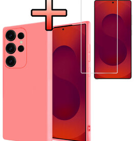 NoXx NoXx Samsung Galaxy S25 Ultra Hoesje Siliconen Met Screenprotector - Lichtroze