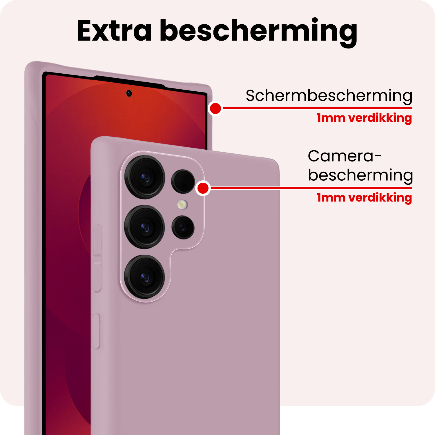 NoXx NoXx Samsung Galaxy S25 Ultra Hoesje Siliconen Met Screenprotector - Lila