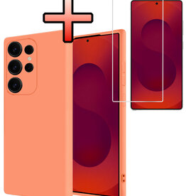 NoXx NoXx Samsung Galaxy S25 Ultra Hoesje Siliconen Met Screenprotector - Perzik