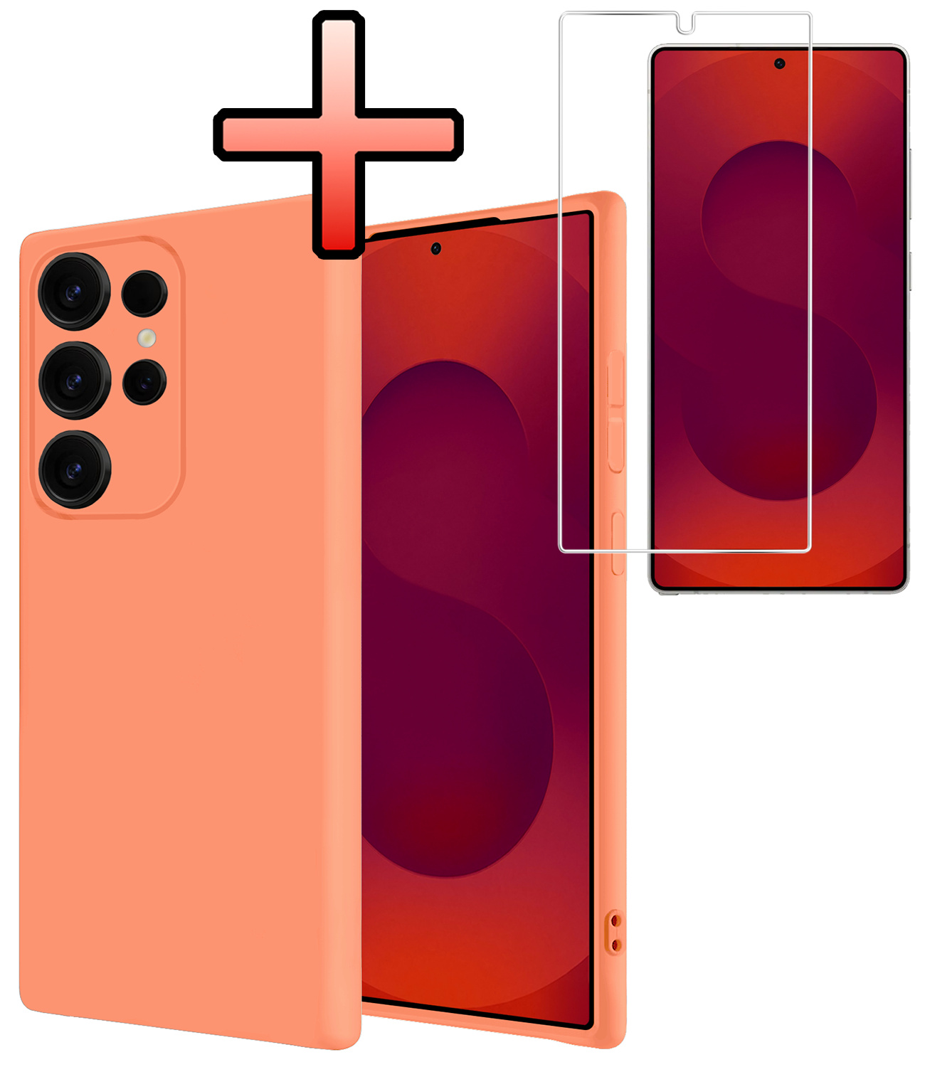 NoXx NoXx Samsung Galaxy S25 Ultra Hoesje Siliconen Met Screenprotector - Perzik