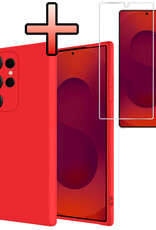 NoXx NoXx Samsung Galaxy S25 Ultra Hoesje Siliconen Met Screenprotector - Rood