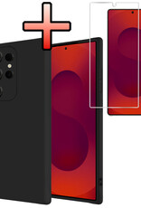 NoXx NoXx Samsung Galaxy S25 Ultra Hoesje Siliconen Met Screenprotector - Zwart