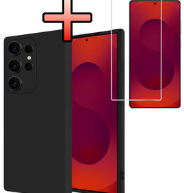 NoXx NoXx Samsung Galaxy S25 Ultra Hoesje Siliconen Met Screenprotector - Zwart