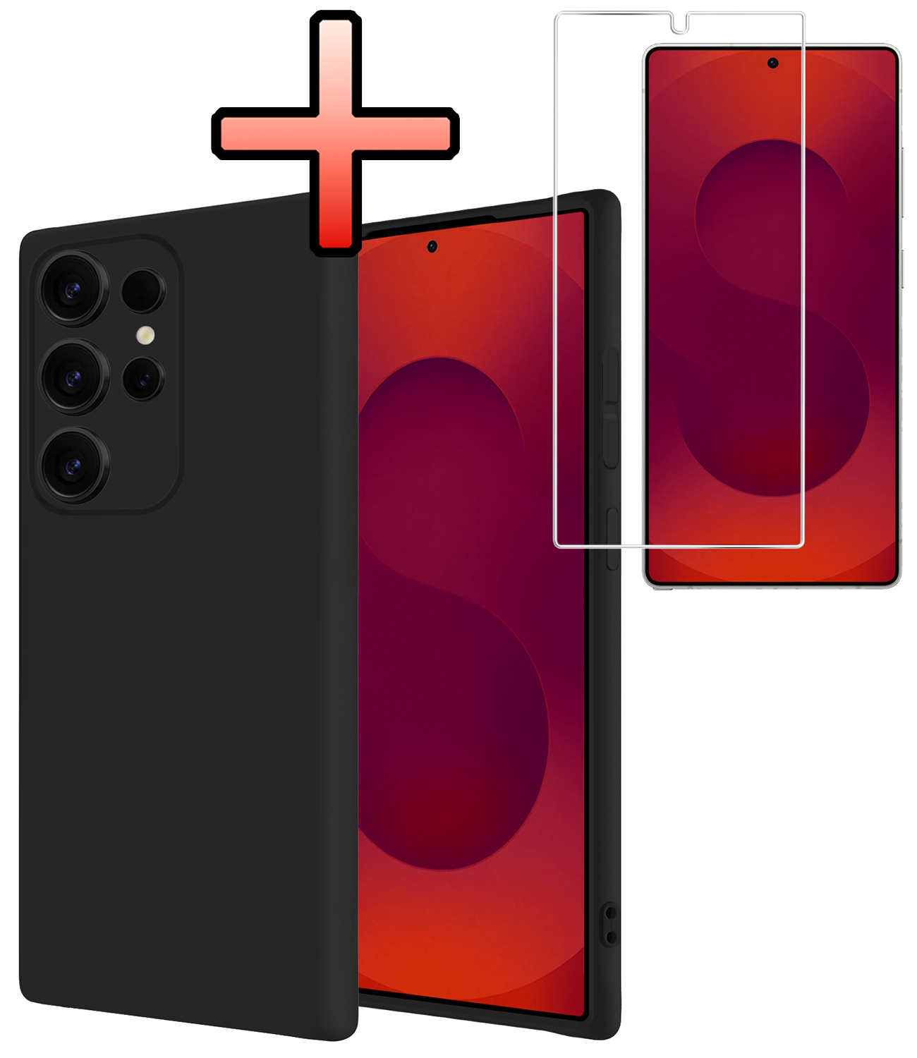 NoXx NoXx Samsung Galaxy S25 Ultra Hoesje Siliconen Met Screenprotector - Zwart