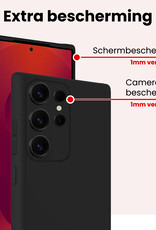 NoXx NoXx Samsung Galaxy S25 Ultra Hoesje Siliconen Met Screenprotector - Zwart
