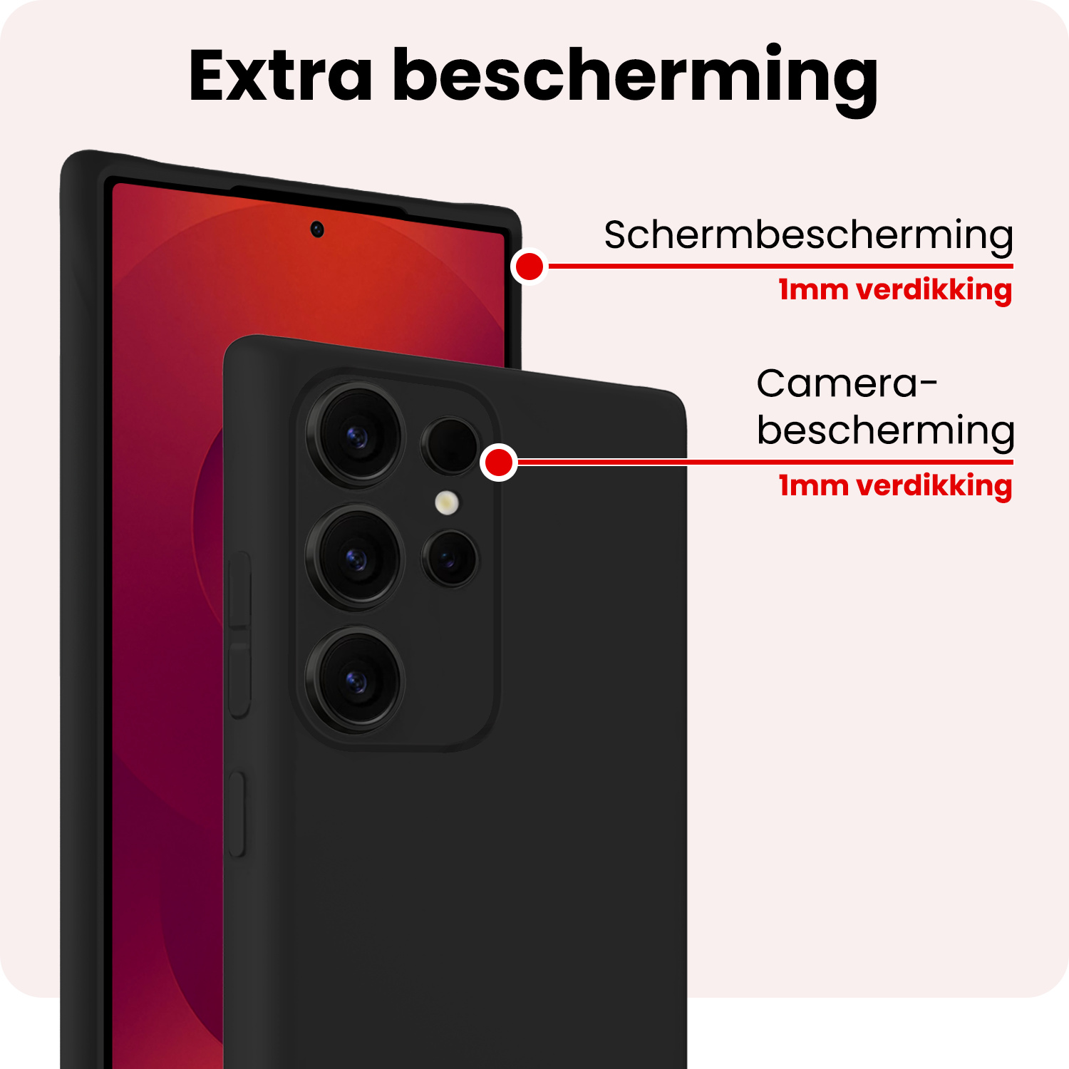 NoXx NoXx Samsung Galaxy S25 Ultra Hoesje Siliconen Met Screenprotector - Zwart