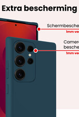 NoXx NoXx Samsung Galaxy S25 Ultra Hoesje Siliconen Met 2x Screenprotector - Donkerblauw