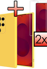NoXx NoXx Samsung Galaxy S25 Ultra Hoesje Siliconen Met 2x Screenprotector - Geel