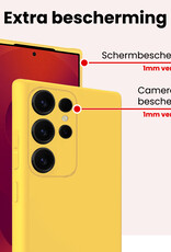 NoXx NoXx Samsung Galaxy S25 Ultra Hoesje Siliconen Met 2x Screenprotector - Geel
