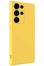 NoXx NoXx Samsung Galaxy S25 Ultra Hoesje Siliconen Met 2x Screenprotector - Geel