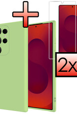 NoXx NoXx Samsung Galaxy S25 Ultra Hoesje Siliconen Met 2x Screenprotector - Groen