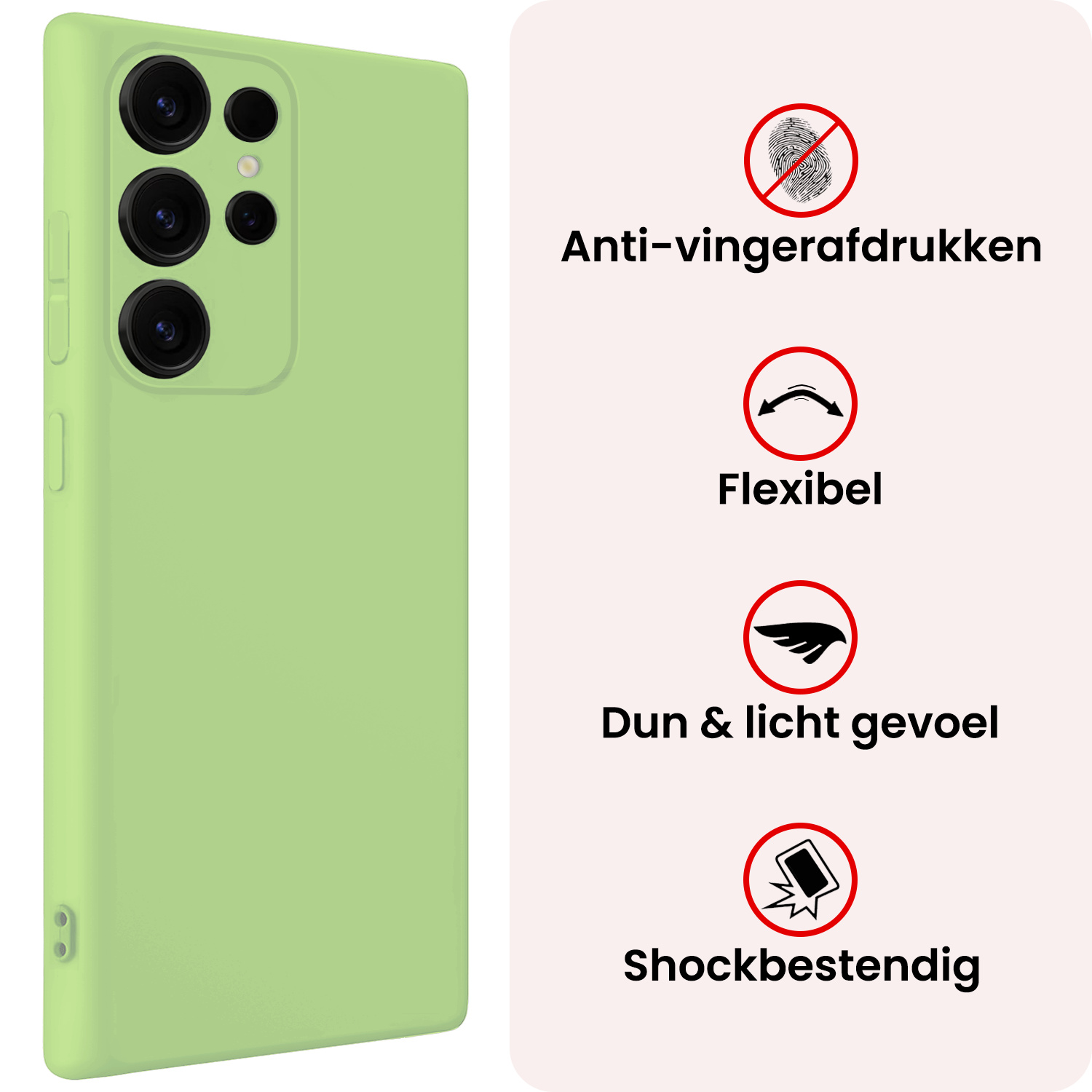 NoXx NoXx Samsung Galaxy S25 Ultra Hoesje Siliconen Met 2x Screenprotector - Groen