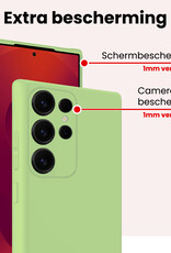 NoXx NoXx Samsung Galaxy S25 Ultra Hoesje Siliconen Met 2x Screenprotector - Groen
