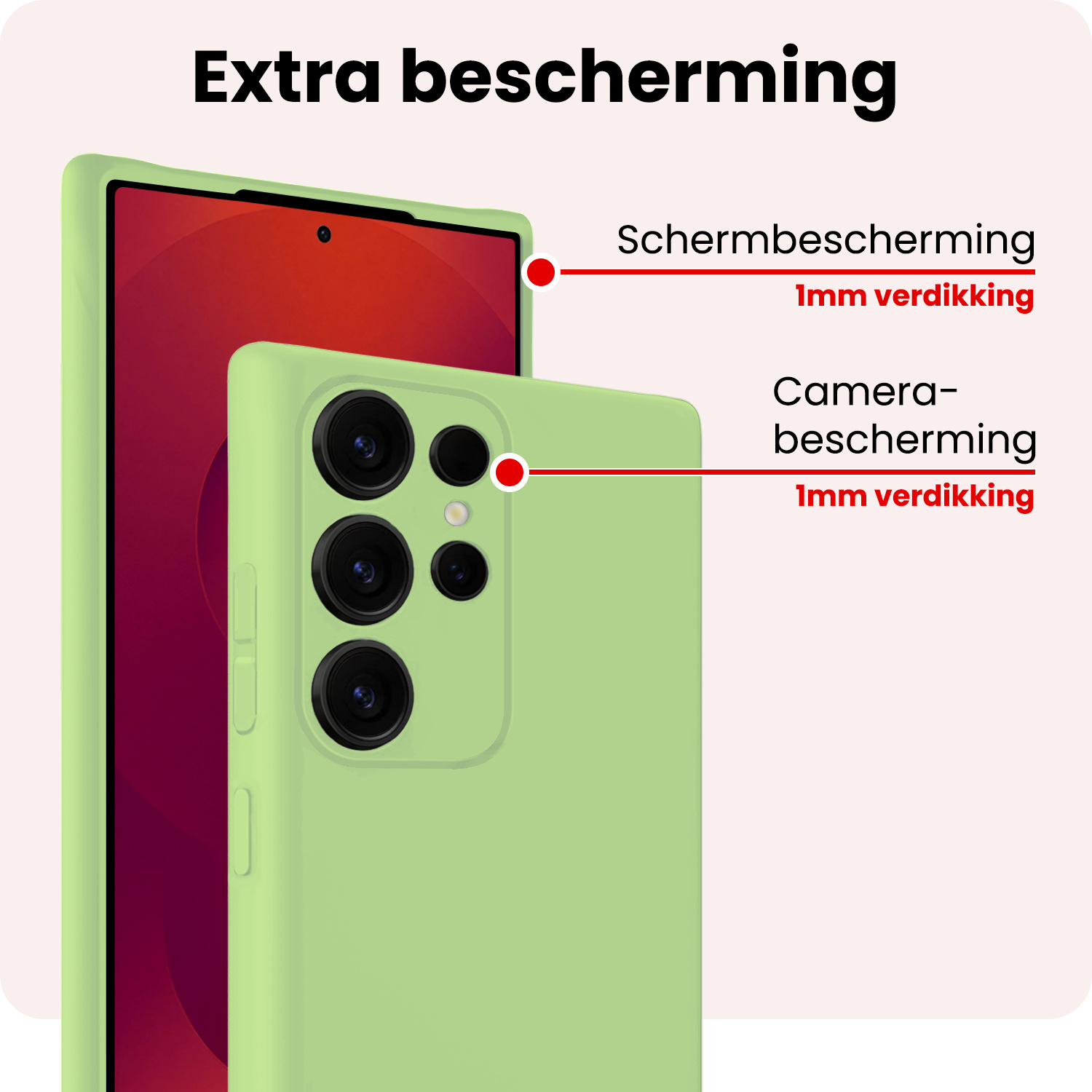NoXx NoXx Samsung Galaxy S25 Ultra Hoesje Siliconen Met 2x Screenprotector - Groen