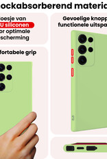 NoXx NoXx Samsung Galaxy S25 Ultra Hoesje Siliconen Met 2x Screenprotector - Groen