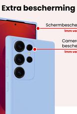 NoXx NoXx Samsung Galaxy S25 Ultra Hoesje Siliconen Met 2x Screenprotector - Lichtblauw