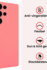 NoXx NoXx Samsung Galaxy S25 Ultra Hoesje Siliconen Met 2x Screenprotector - Lichtroze