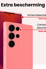 NoXx NoXx Samsung Galaxy S25 Ultra Hoesje Siliconen Met 2x Screenprotector - Lichtroze