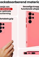 NoXx NoXx Samsung Galaxy S25 Ultra Hoesje Siliconen Met 2x Screenprotector - Lichtroze