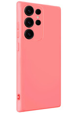 NoXx NoXx Samsung Galaxy S25 Ultra Hoesje Siliconen Met 2x Screenprotector - Lichtroze