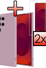 NoXx NoXx Samsung Galaxy S25 Ultra Hoesje Siliconen Met 2x Screenprotector - Lila