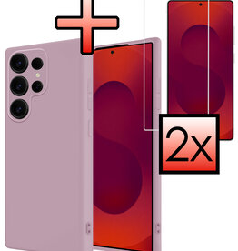 NoXx NoXx Samsung Galaxy S25 Ultra Hoesje Siliconen Met 2x Screenprotector - Lila