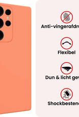 NoXx NoXx Samsung Galaxy S25 Ultra Hoesje Siliconen Met 2x Screenprotector - Perzik