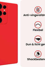 NoXx NoXx Samsung Galaxy S25 Ultra Hoesje Siliconen Met 2x Screenprotector - Rood
