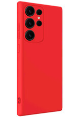 NoXx NoXx Samsung Galaxy S25 Ultra Hoesje Siliconen Met 2x Screenprotector - Rood