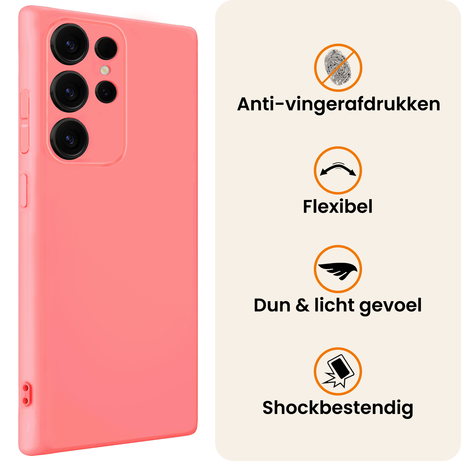 Nomfy Nomfy Samsung Galaxy S25 Ultra Hoesje Siliconen - Lichtroze - 2 PACK