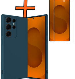 Nomfy Nomfy Samsung Galaxy S25 Ultra Hoesje Siliconen Met Screenprotector - Donkerblauw