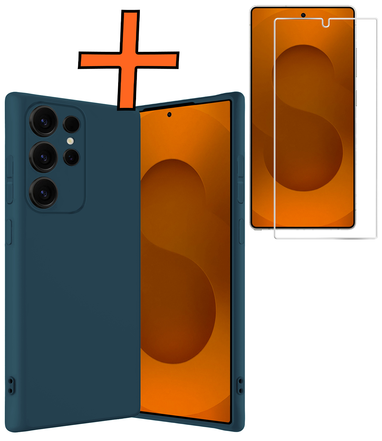 Nomfy Nomfy Samsung Galaxy S25 Ultra Hoesje Siliconen Met Screenprotector - Donkerblauw