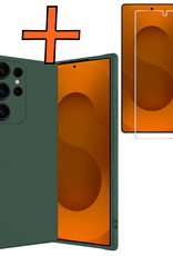 Nomfy Nomfy Samsung Galaxy S25 Ultra Hoesje Siliconen Met Screenprotector - Donkergroen