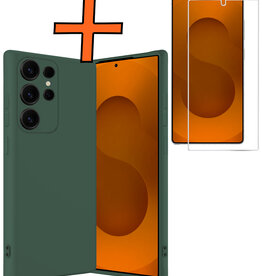 Nomfy Nomfy Samsung Galaxy S25 Ultra Hoesje Siliconen Met Screenprotector - Donkergroen