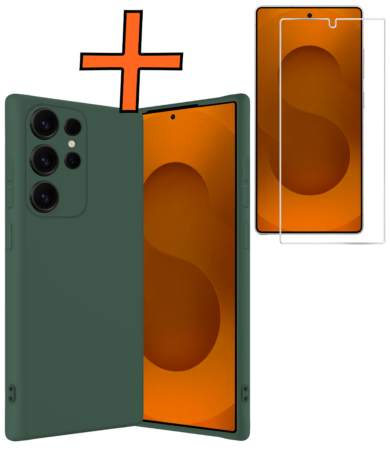 Nomfy Nomfy Samsung Galaxy S25 Ultra Hoesje Siliconen Met Screenprotector - Donkergroen