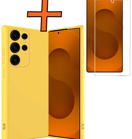 Nomfy Nomfy Samsung Galaxy S25 Ultra Hoesje Siliconen Met Screenprotector - Geel