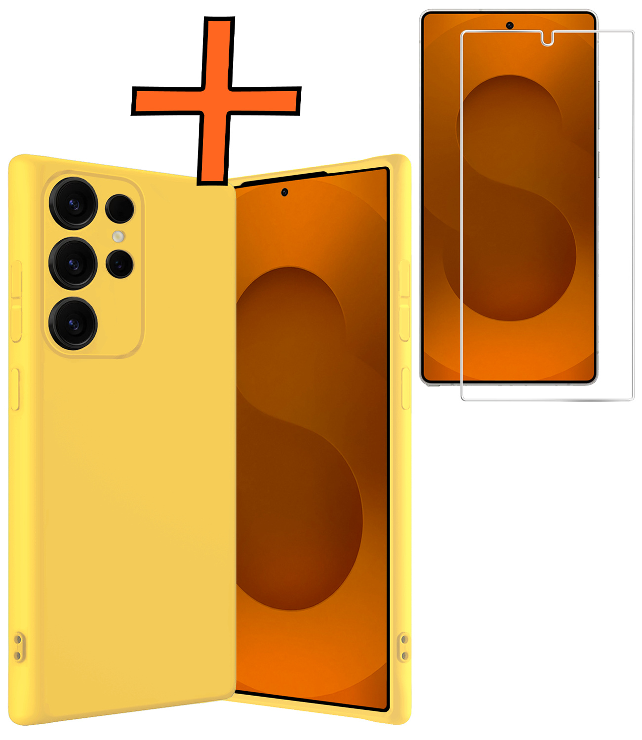 Nomfy Nomfy Samsung Galaxy S25 Ultra Hoesje Siliconen Met Screenprotector - Geel