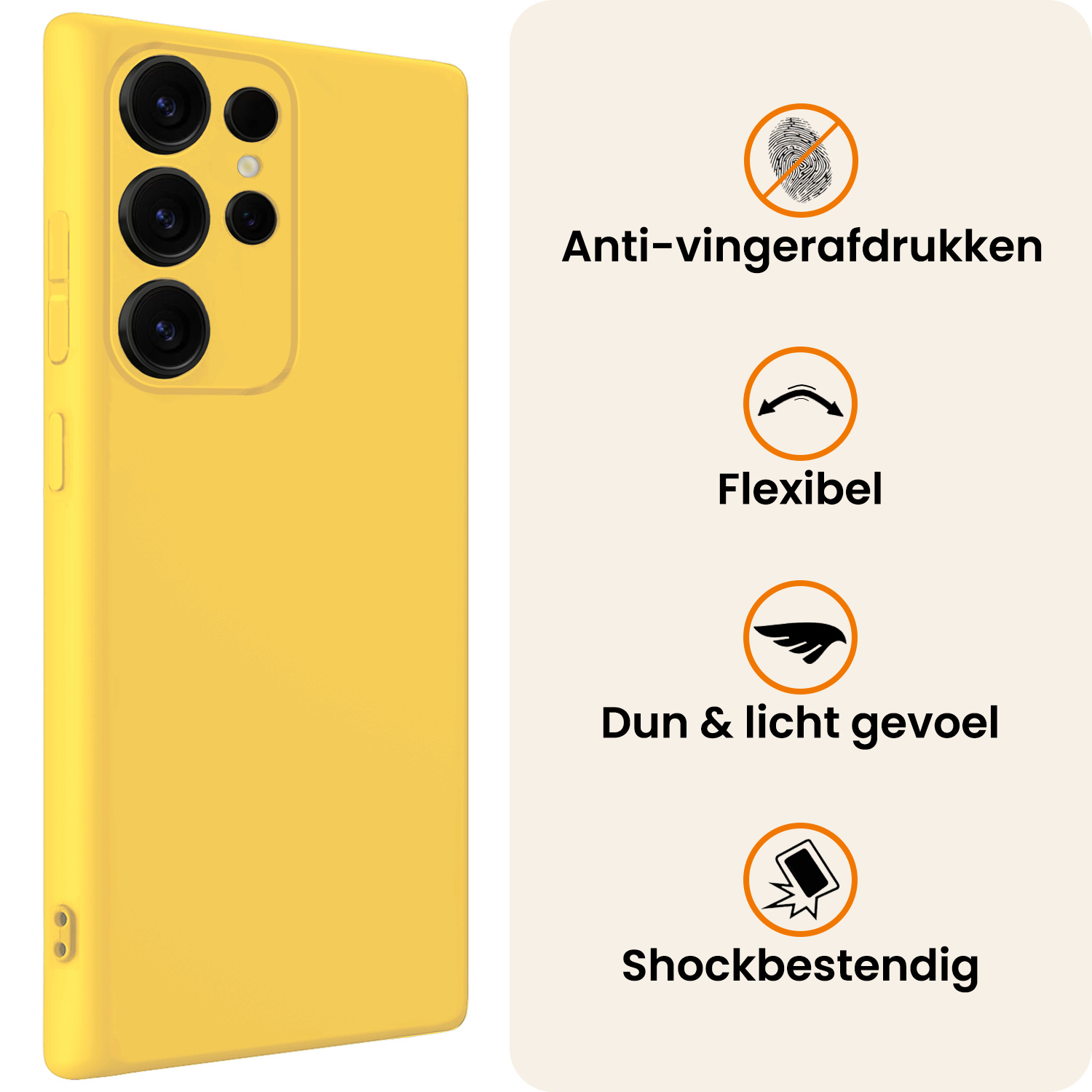 Nomfy Nomfy Samsung Galaxy S25 Ultra Hoesje Siliconen Met Screenprotector - Geel