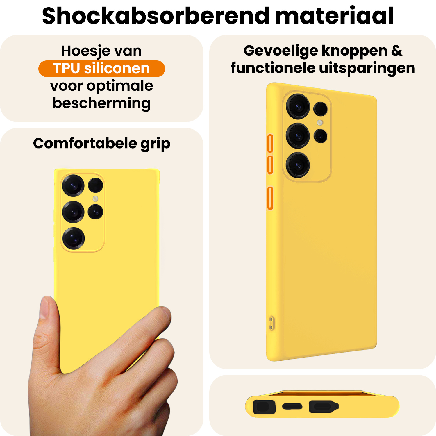 Nomfy Nomfy Samsung Galaxy S25 Ultra Hoesje Siliconen Met Screenprotector - Geel