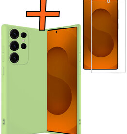 Nomfy Nomfy Samsung Galaxy S25 Ultra Hoesje Siliconen Met Screenprotector - Groen