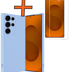 Nomfy Nomfy Samsung Galaxy S25 Ultra Hoesje Siliconen Met Screenprotector - Lichtblauw