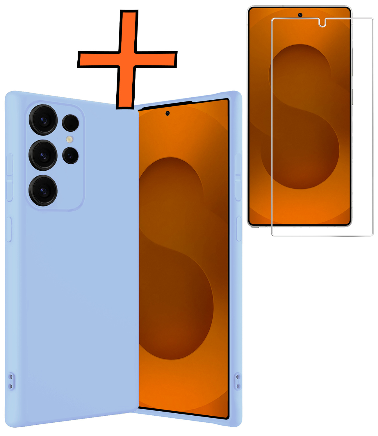 Nomfy Nomfy Samsung Galaxy S25 Ultra Hoesje Siliconen Met Screenprotector - Lichtblauw