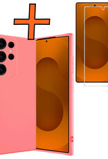 Nomfy Nomfy Samsung Galaxy S25 Ultra Hoesje Siliconen Met Screenprotector - Lichtroze