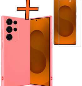 Nomfy Nomfy Samsung Galaxy S25 Ultra Hoesje Siliconen Met Screenprotector - Lichtroze