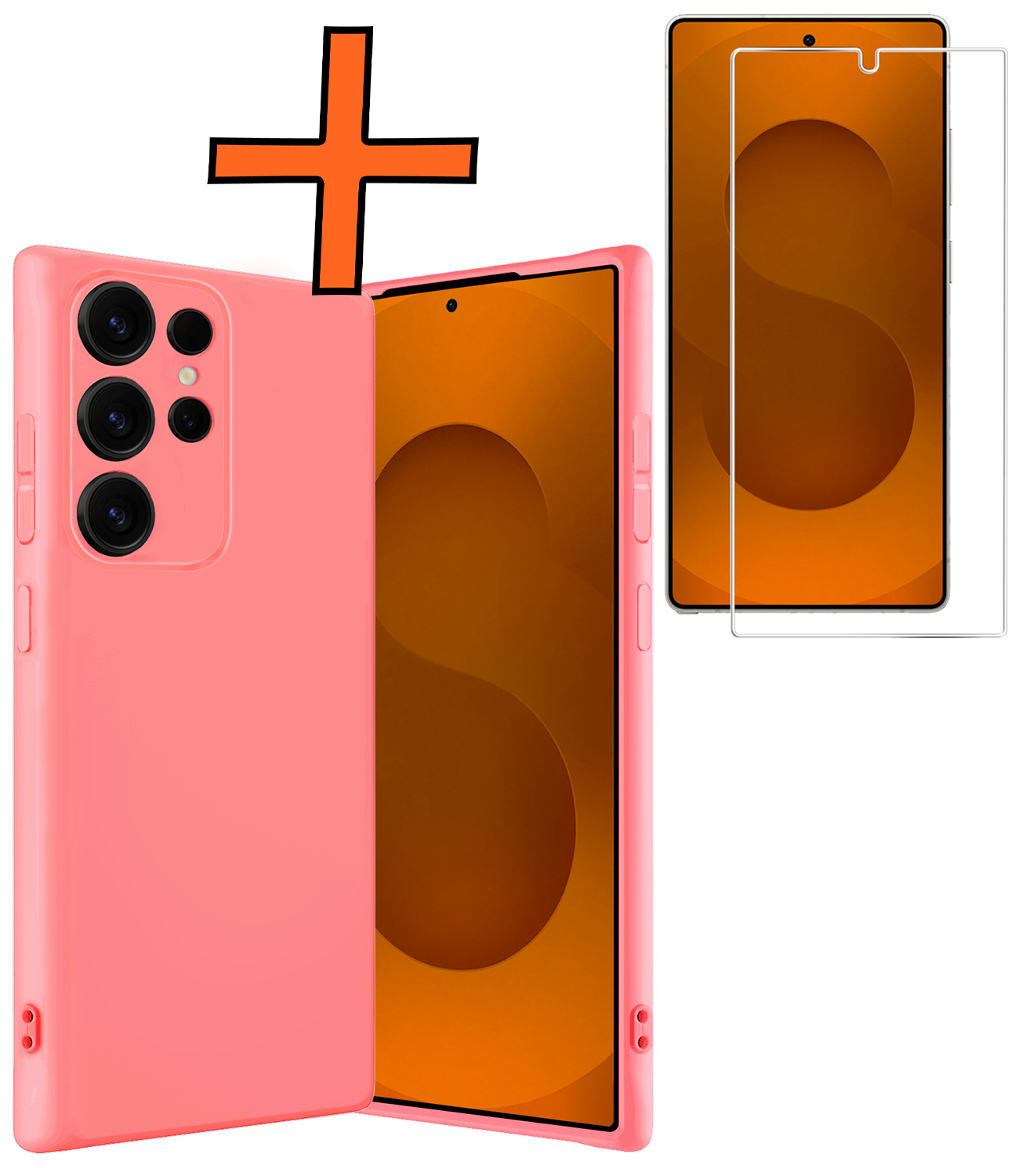 Nomfy Nomfy Samsung Galaxy S25 Ultra Hoesje Siliconen Met Screenprotector - Lichtroze