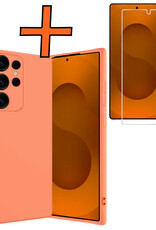 Nomfy Nomfy Samsung Galaxy S25 Ultra Hoesje Siliconen Met Screenprotector - Perzik