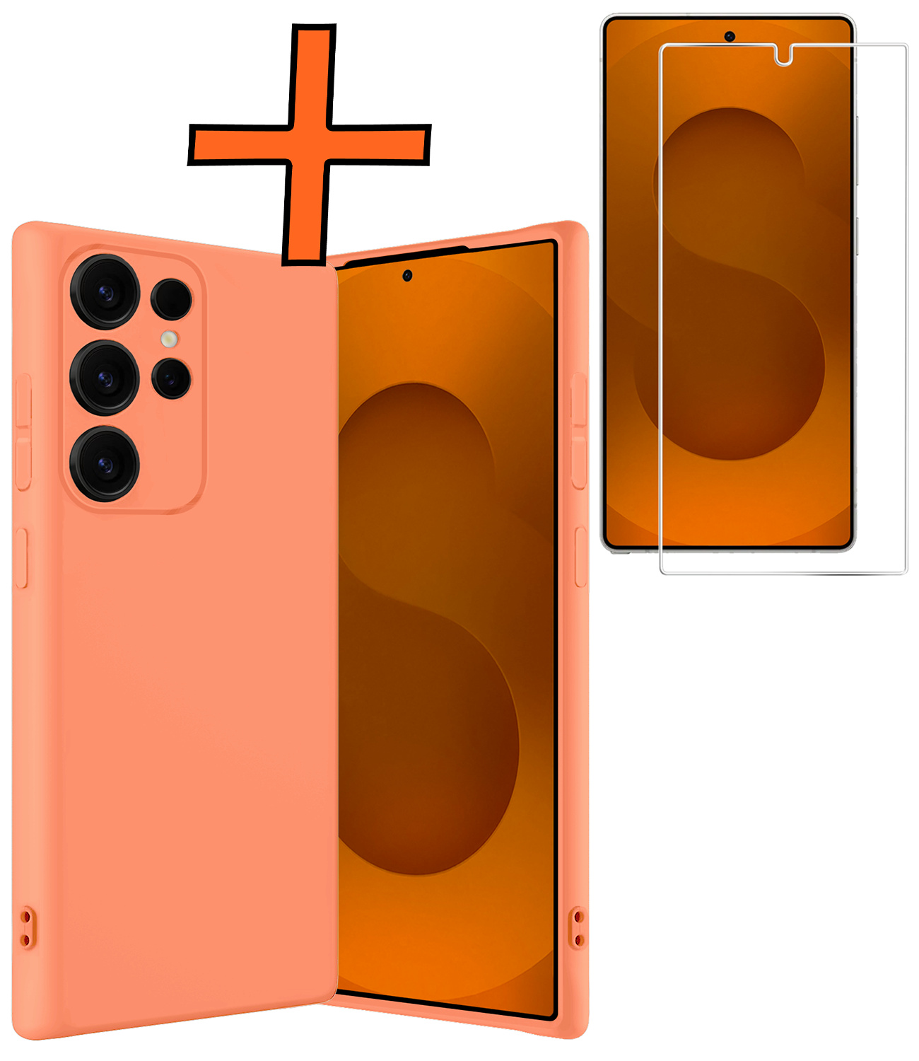 Nomfy Nomfy Samsung Galaxy S25 Ultra Hoesje Siliconen Met Screenprotector - Perzik